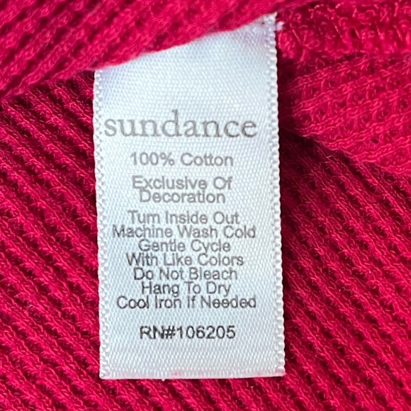 Sundance Red Thermal Waffle Weave Embroidered Cotton Top Shirt Women’s Large - Picture 7 of 9